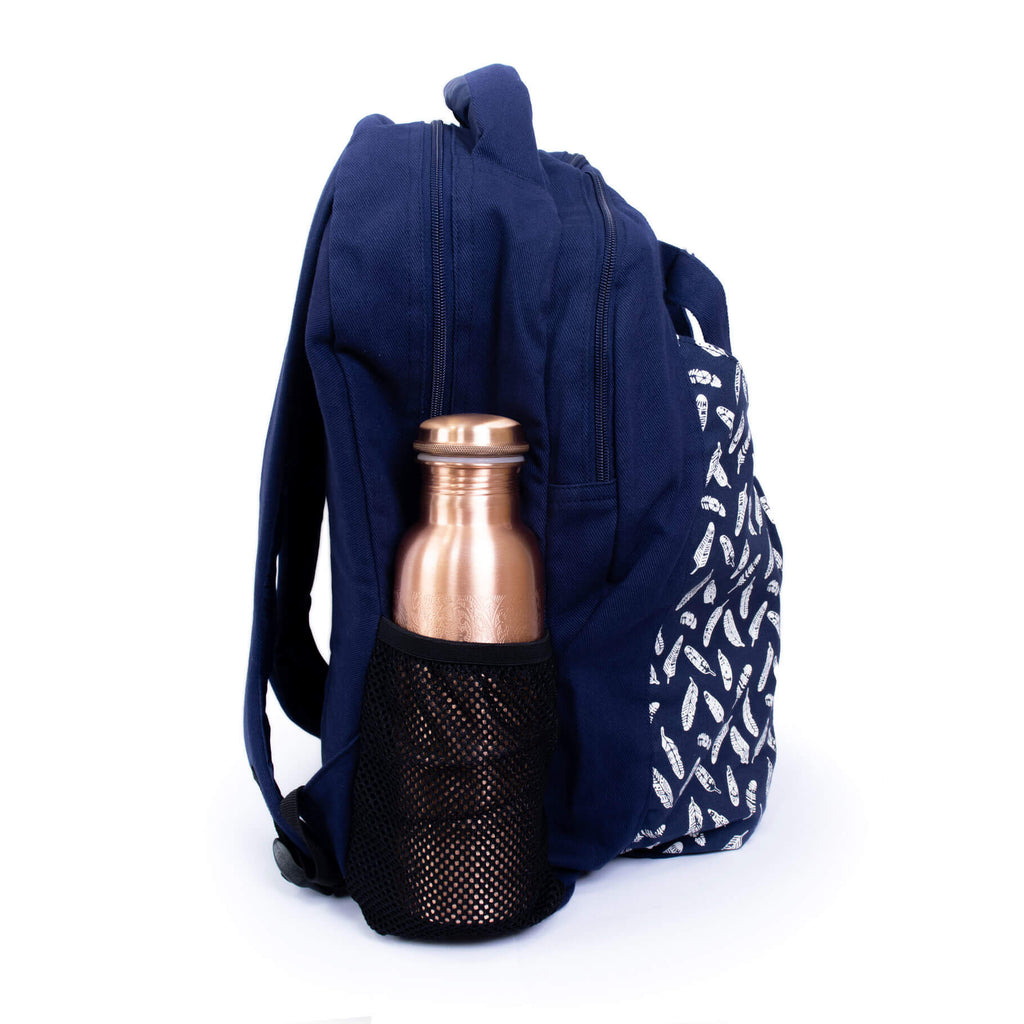 Fitness Mad Yoga Backpack - Blue Bottle Holder