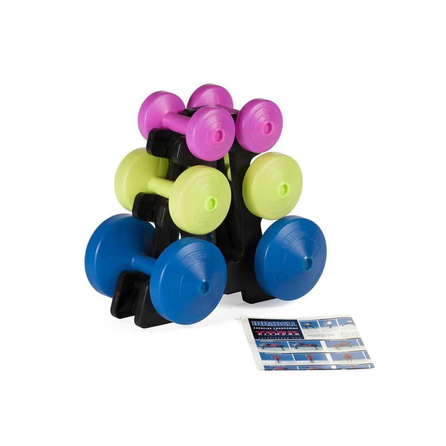 York 35lb Vinyl Dumbbell Set with Stand Workout For Less